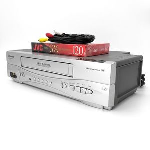 📼 Emerson EWV603 4-Head HiFi Stereo VHS Player VCR + Cables, Blank Tape